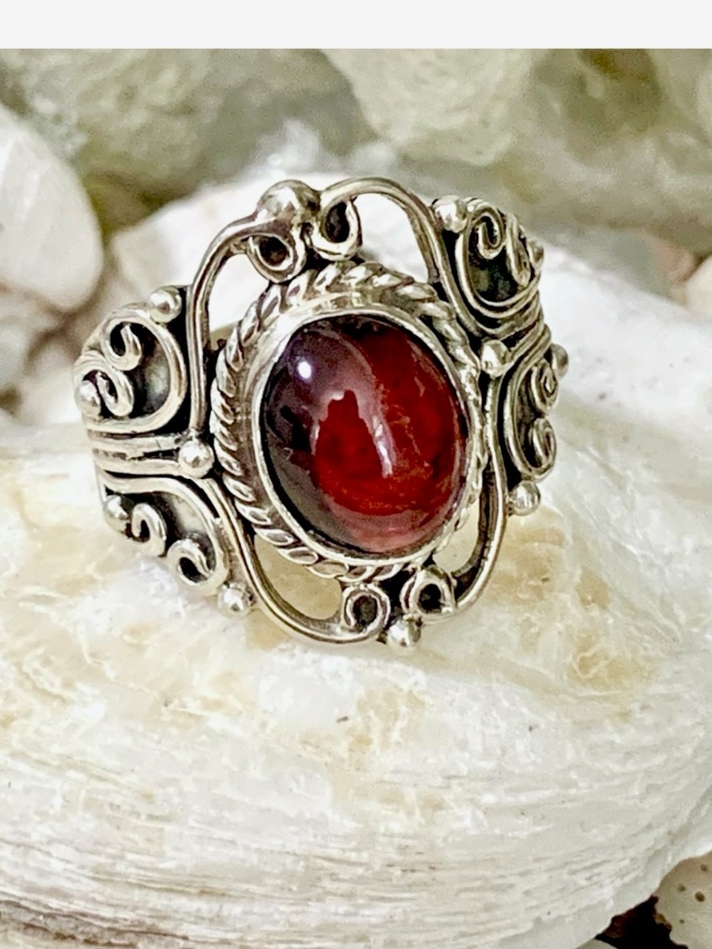 Garnet Sterling Silver Ring